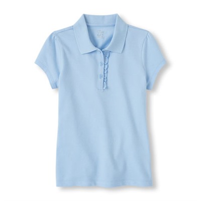 Girl Short Sleeve Ruffle-Placket Polo