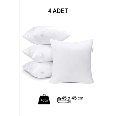 Vionel Home 4 Adet Premium Kare Kırlent İç Yastık 1.Kalite Elyaf Dolgulu Oyuncu Koltuk Yastığı, 45x45, 43x43 01.4985.01