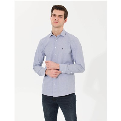 Lacivert Slim Fit Uzun Kollu Gömlek
