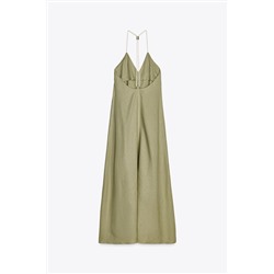 VOLUMINOUS LINEN BLEND MIDI DRESS