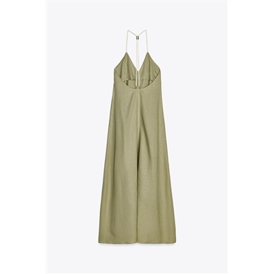 VOLUMINOUS LINEN BLEND MIDI DRESS