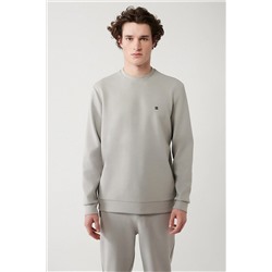 Avva Erkek Gri Bisiklet Yaka Esnek Yumuşak Doku Interlok Kumaş Standart Fit Normal Kesim Sweatshirt B0011 B001100