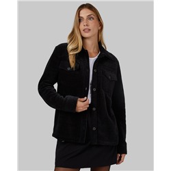 WOMEN'S VELVET SHERPA-LINED SHIRT JACKET