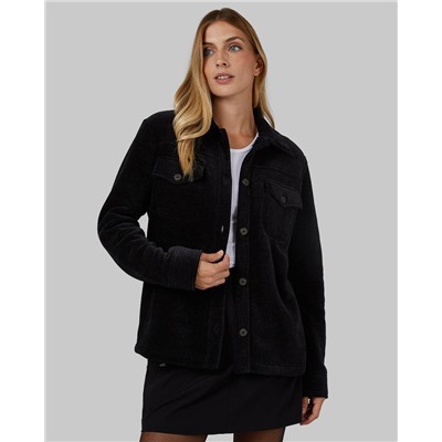 WOMEN'S VELVET SHERPA-LINED SHIRT JACKET
