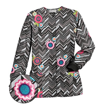 UA Chevron Flower Black Print Scrub Jacket