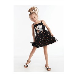 Denokids Siyah Bakır Yıldızlı Kız Çocuk Elbise CFF-20Y1-037