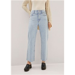 Jeans wideleg bajo deshilachado -  Mujer | MANGO OUTLET España