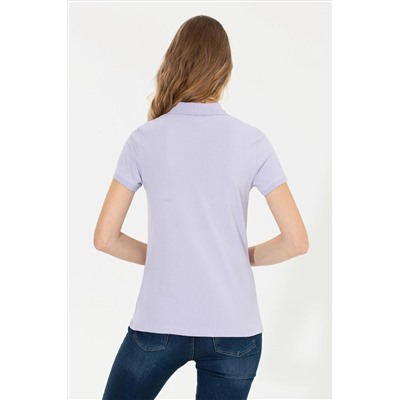 Kadın Lila Basic Polo Yaka Tişört