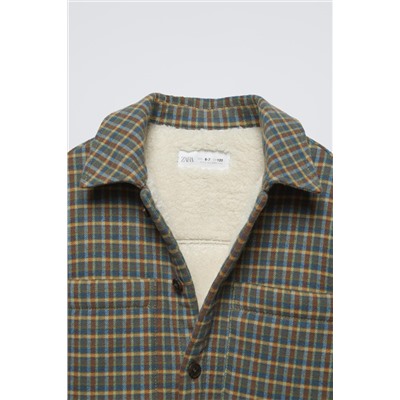 CHECK OVERSHIRT WITH FAUX SHEARLING