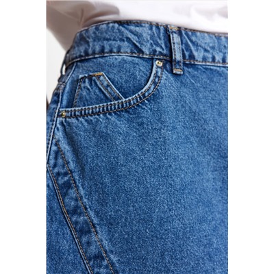Mavi Çift Yırtmaçlı Denim Etek TBBSS23AZ00056