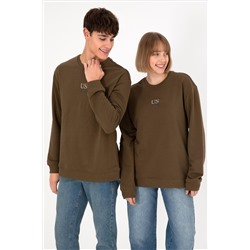 Erkek Haki Basic Sweatshirt