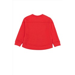 Çocuk Kırmızı Basic Bisiklet Yaka Sweatshirt