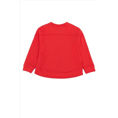 Çocuk Kırmızı Basic Bisiklet Yaka Sweatshirt