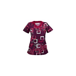 UA Sassy Square Wine Print Scrub Top