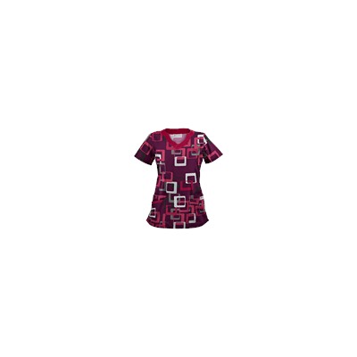 UA Sassy Square Wine Print Scrub Top