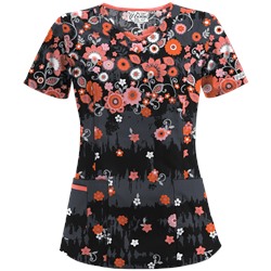 UA Artisan Flower Pewter Print Scrub Top