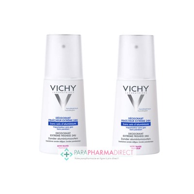 Vichy Déodorant Fraîcheur Extrême Fruité sans Sels d'Aluminium Vaporisateur 2x100mlLot  × 2