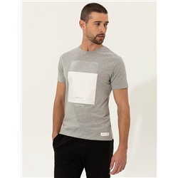 Gri Melanj Slim Fit Bisiklet Yaka Tişört