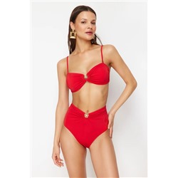 Trendyolmilla Kırmızı Premium Aksesuarlı Yüksek Bel Hipster Bikini Altı TBESS24BA00127