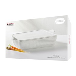 Форма для запекания, 33х23 см, с крышкой, фарфор P, прямоугольная, молочная, в крапинку, Speckle, 63152