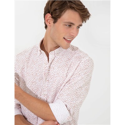 Açık Kahverengi Slim Fit Uzun Kollu Gömlek