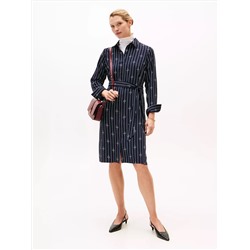 Rope Print Belted Midi Shirtdress