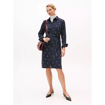 Rope Print Belted Midi Shirtdress