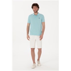 Erkek Slim Fit Polo Yaka Açık Mavi Basic Tişört