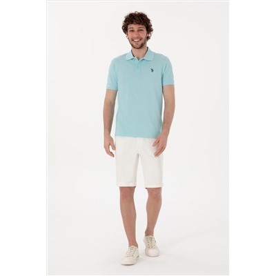 Erkek Slim Fit Polo Yaka Açık Mavi Basic Tişört