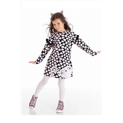 Denokids Gümüş Kalpli Siyah Pembe Kız Çocuk Elbise CFF-20S1-053