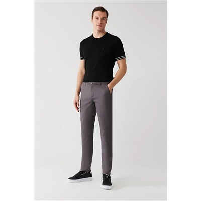 Avva Erkek Antrasit Yandan Cepli Armürlü Slim Fit Esnek Chino Kanvas Pantolon E003008