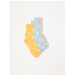 PACK OF 3 PAIRS OF LONG PRINTED SOCKS.