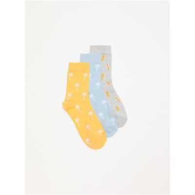 PACK OF 3 PAIRS OF LONG PRINTED SOCKS.