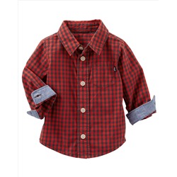 Plaid Button-Front Shirt