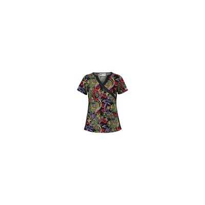UA Imperial Garden Granite V-Inset Mock Wrap Print Scrub Top