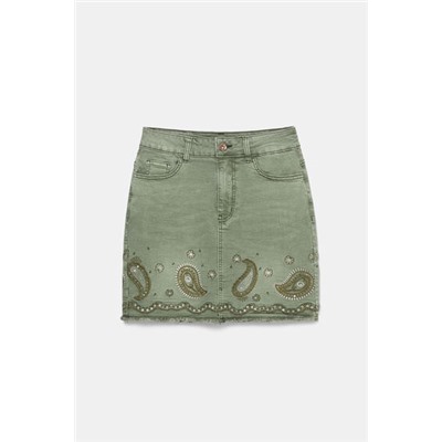Falda corta vaquera paisley