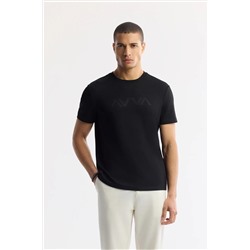 Avva, Erkek Siyah Baskılı Bisiklet Yaka İnterlok T-Shirt A41Y1174