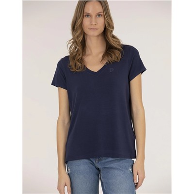 Lacivert Comfort Fit V Yaka Basic Tişört