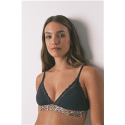 Sujetador triangular NATURAL animal print negro