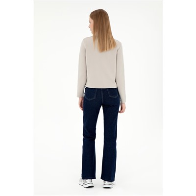 Kadın Mavi Slim Flare Fit Jean Pantolon