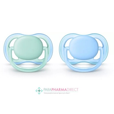 Avent Sucettes Ultra Air 0-6 mois Verte & Bleue x2
