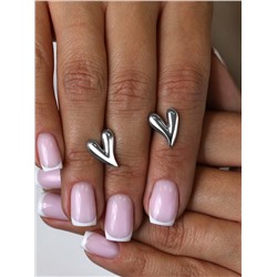 Серьги-пусеты из серебра родированные - Сердца С-7578р