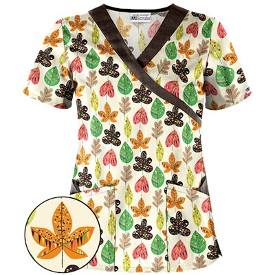 UA Leaf Of Faith Espresso Mock Wrap Scrub Top