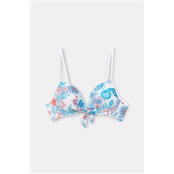 Top biquini estampado plisado