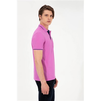 Erkek Menekşe Basic Polo Yaka Tişört