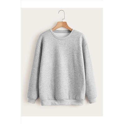NEW MODAUnisex Gri Düz Oversize Sweatshirt