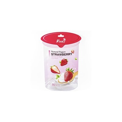 ТКАНЕВАЯ МАСКА С ЙОГУРТОМ И КЛУБНИКОЙ 3D 35 мл  / MOODS NATURAL YOGURT STRAWBERRY FACIAL MASK 35 ML