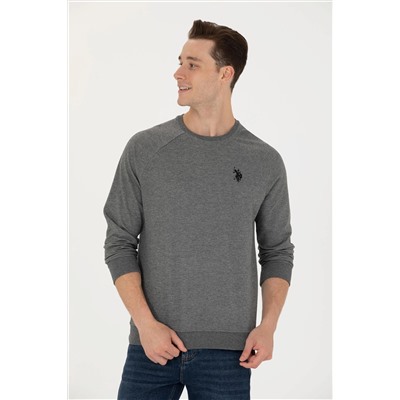 Erkek Antrasit Melanj Bisiklet Yaka Basic Sweatshirt