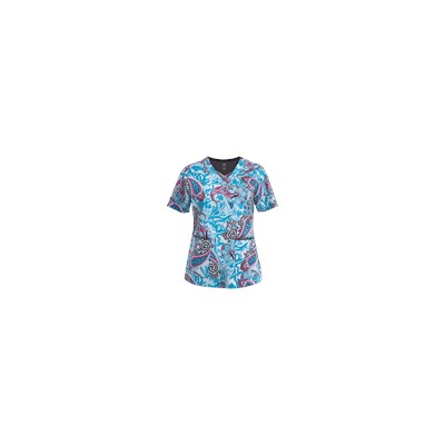 Med Couture Scrubs Paisley Connection Print Top