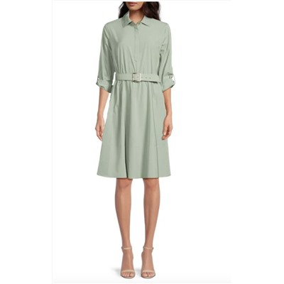 CALVIN KLEIN Belted Knee Length Shirtdress